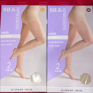 Silk Impressions Shimmer Sheer Pantyhose for Women, 20 Denier Sheer, 2-Pack